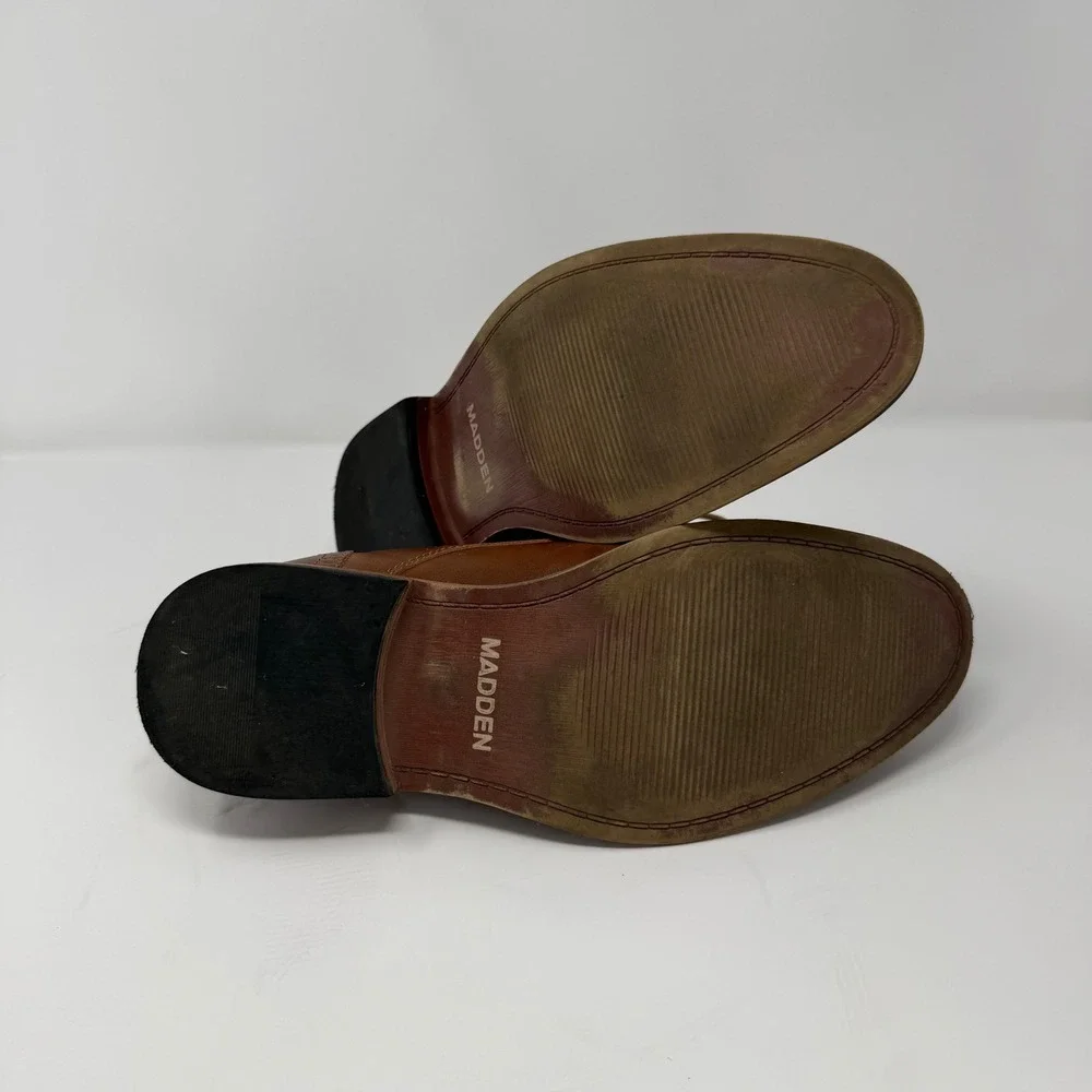 Madden Oxford Dress Shoes 10.5 Brown Cognac Perforated Toe Business Casual Mens